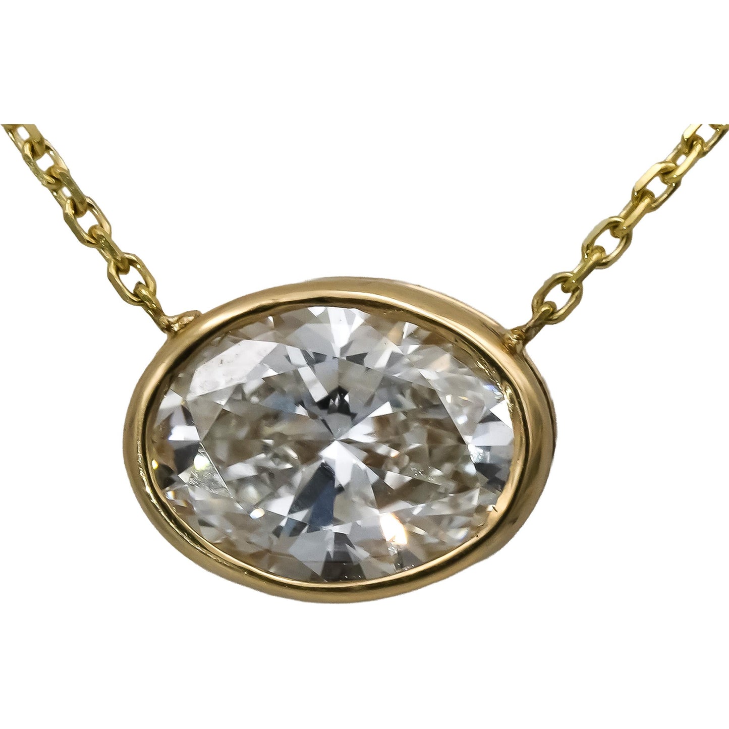 IGI 14k Yellow Gold VS1/E Oval Cut Lab-Grown Diamond Pendant Necklace 2.43CT