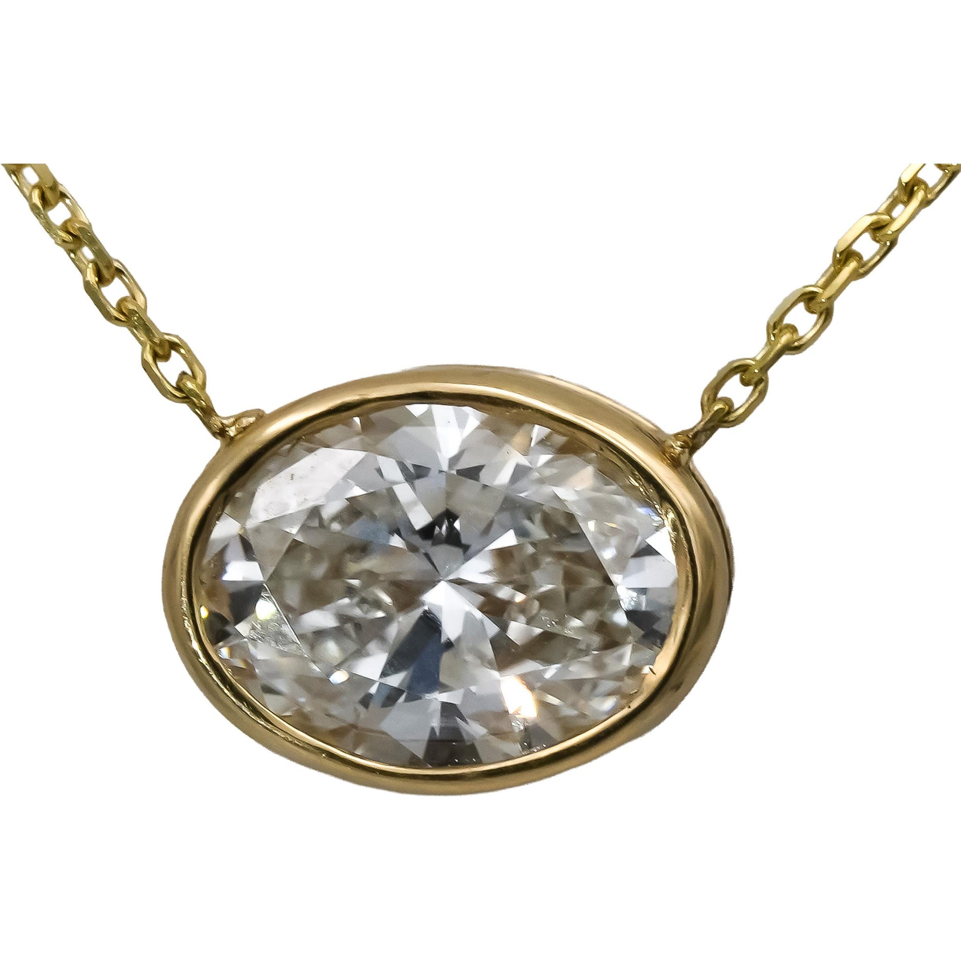 IGI 14k Yellow Gold VS1/E Oval Cut Lab-Grown Diamond Pendant Necklace 2.43CT