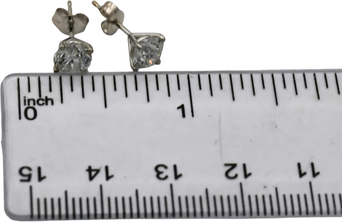 14k White Gold Round Diamond Martini Setting Stud Earrings 1.56CT