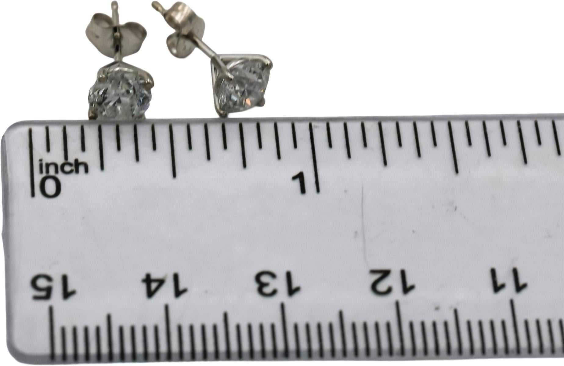 14k White Gold Round Diamond Martini Setting Stud Earrings 1.56CT