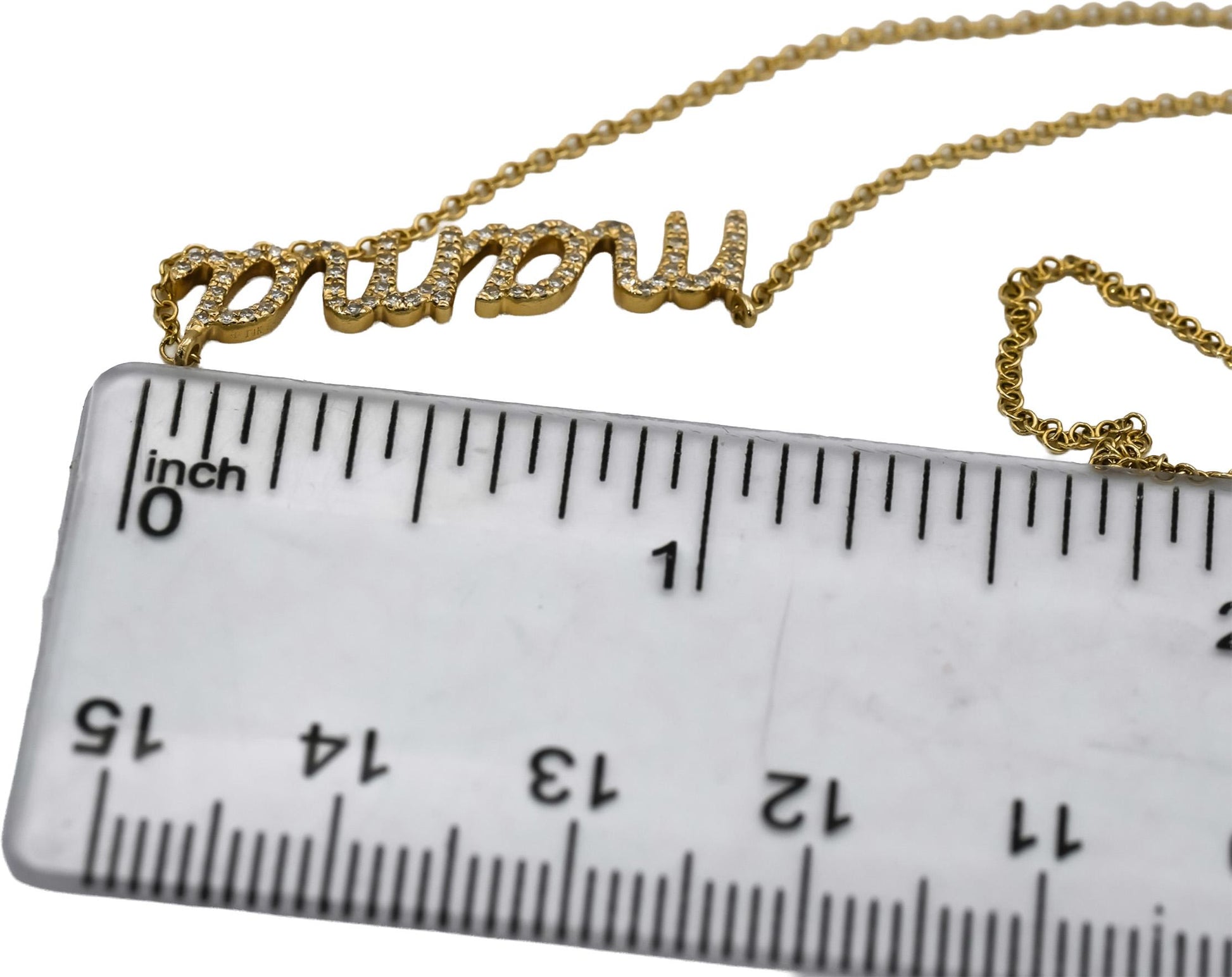 14k Yellow Gold Round Diamond "MAMA" Pendant Necklace 0.27CT