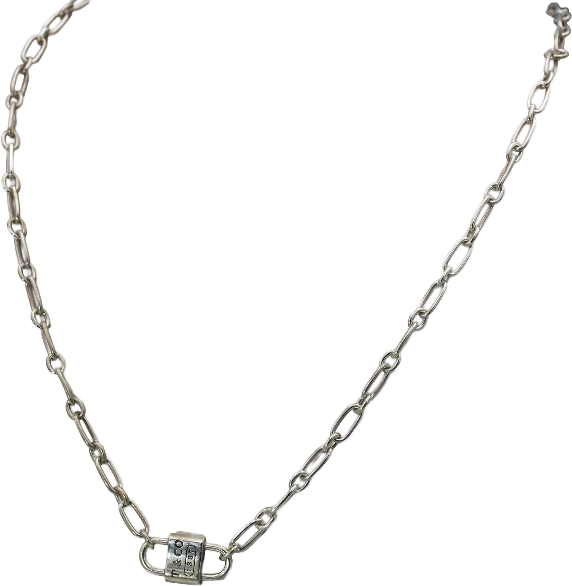 TIFFANY & CO. Sterling Silver 1837 Padlock Charm Necklace w/ Box 800.00 Retail