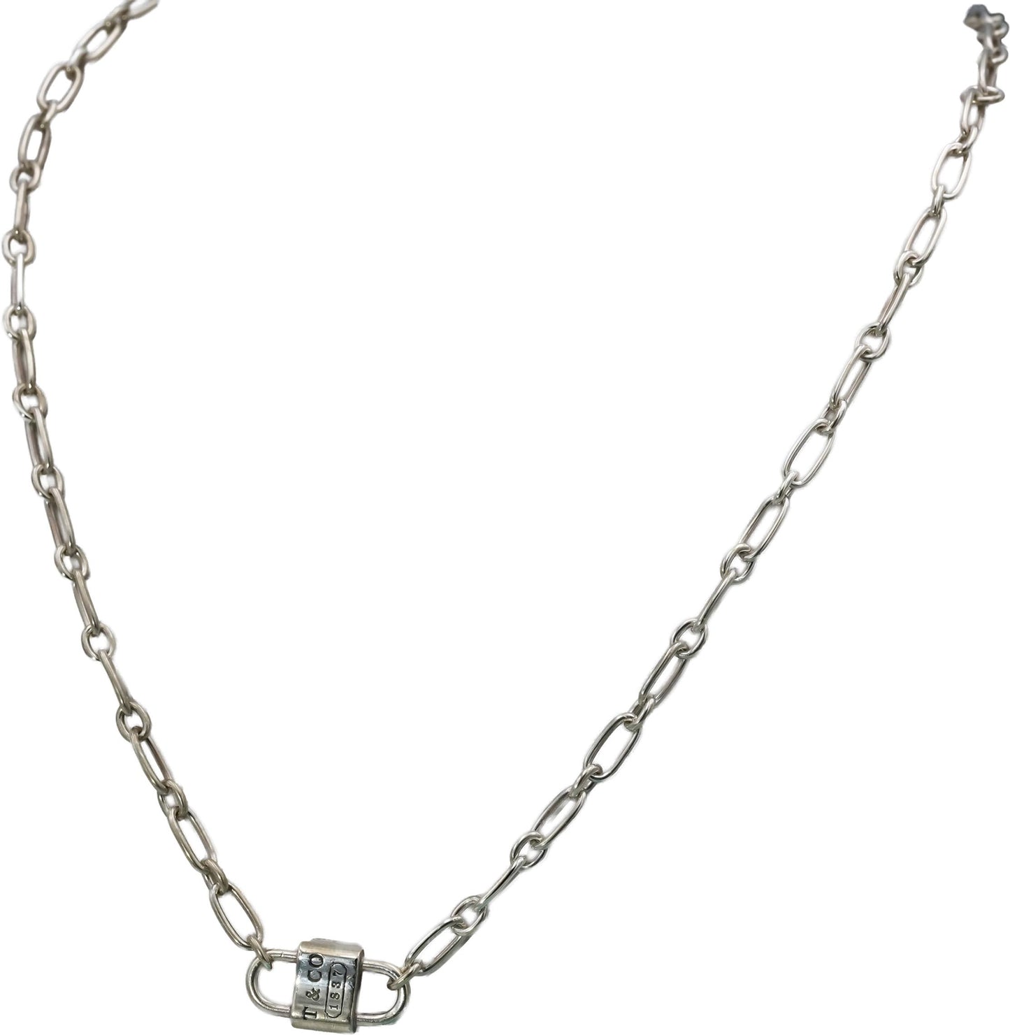 TIFFANY & CO. Sterling Silver 1837 Padlock Charm Necklace w/ Box 800.00 Retail