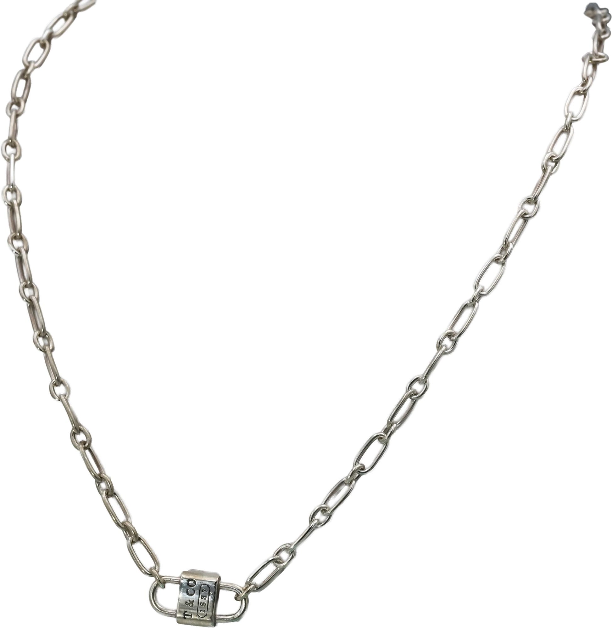 TIFFANY & CO. Sterling Silver 1837 Padlock Charm Necklace w/ Box 800.00 Retail