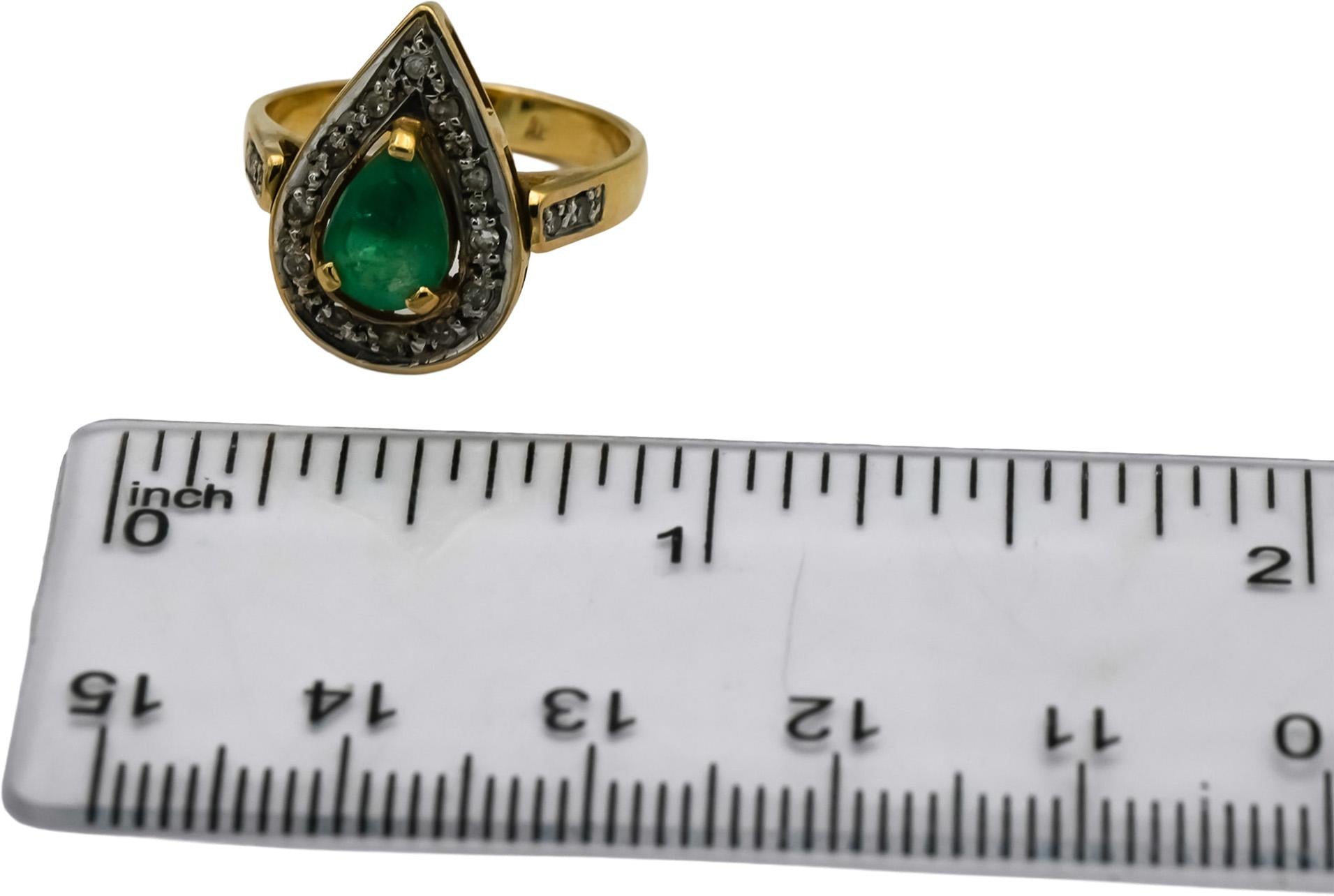 18k Yellow Gold Diamond and Emerald Cocktail Ring 0.85CT Size 5