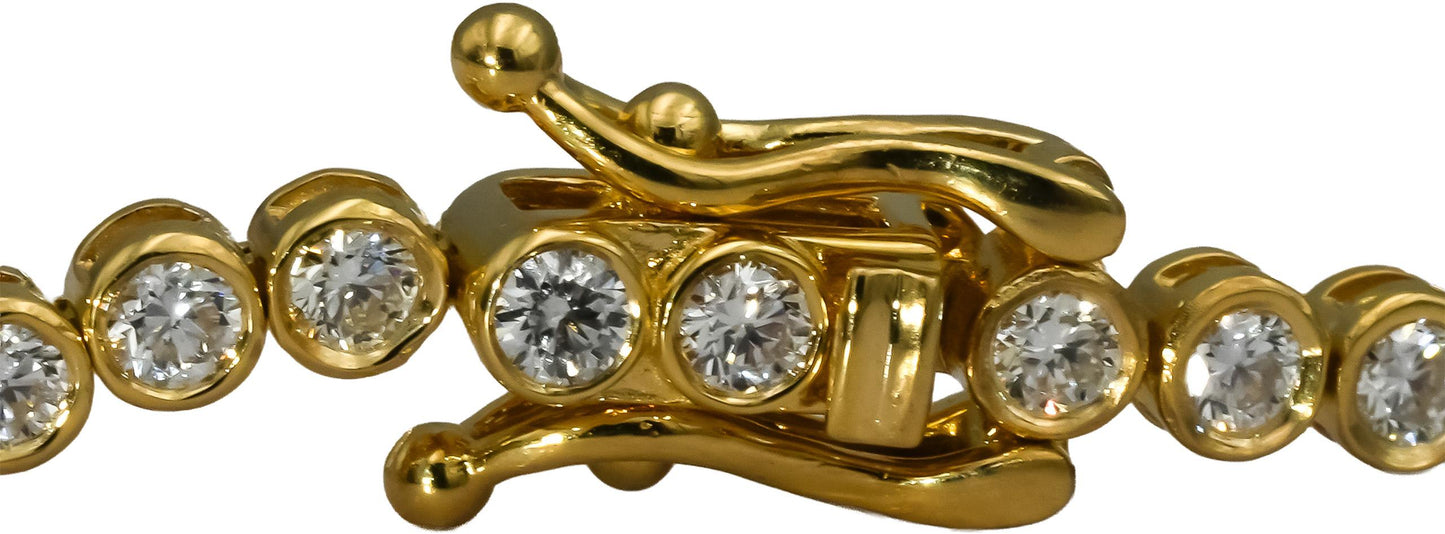 14k Yellow Gold Round Bezel Set Diamond Tennis Bracelet 2.35CT