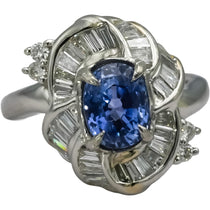 GIA Certified Platinum No Heat Madagascar Sapphire and Diamond Ring 3.62CT