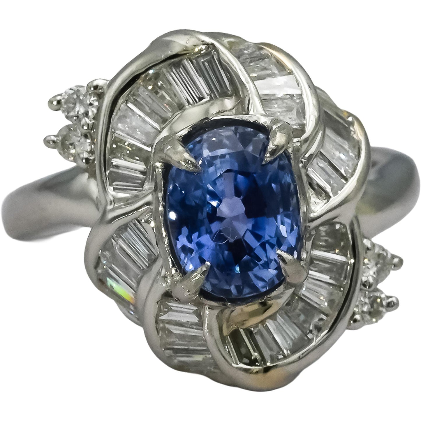 GIA Certified Platinum No Heat Madagascar Sapphire and Diamond Ring 3.62CT