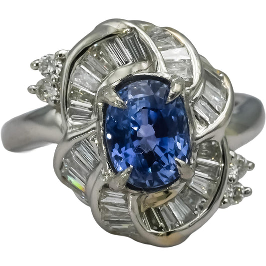 GIA Certified Platinum No Heat Madagascar Sapphire and Diamond Ring 3.62CT