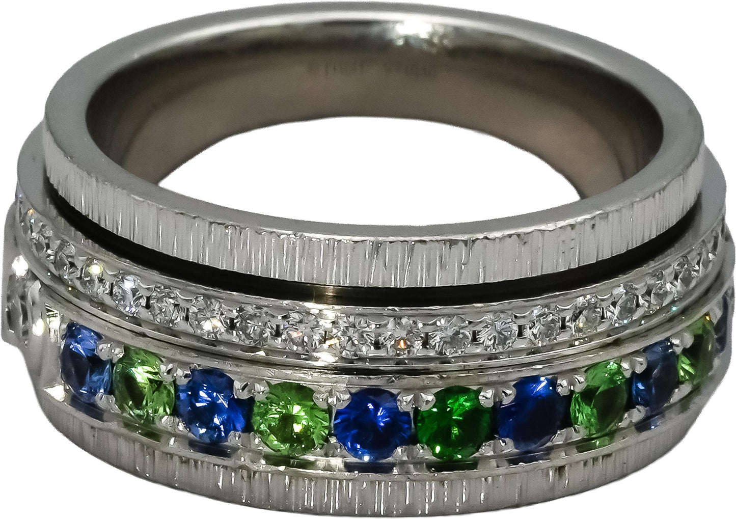PIAGET 18k White Gold Diamond Sapphire Tsavorite Possession Ring 2.04CT Sz 56