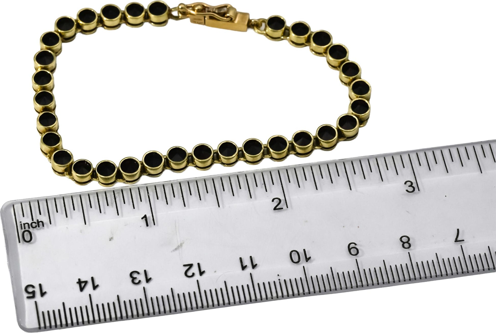 14k Yellow Gold Upside Reverse Cut Bezel Set Garnet Tennis Bracelet 3.50CT
