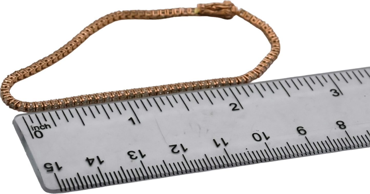 14k Rose Gold Round Diamond Tennis Bracelet 1.70CT 72 Pieces