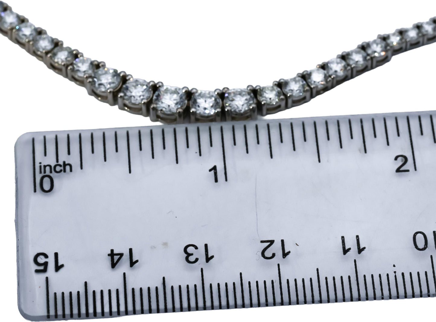 14k White Gold VS Round Diamond Graduated Riviera Necklace 8.17CT 177 Pieces