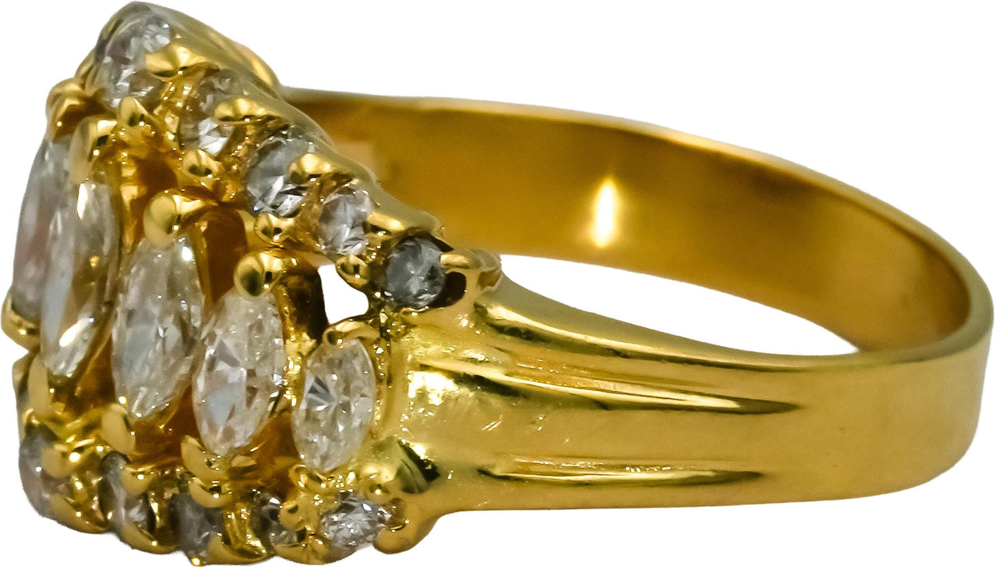 10k Yellow Gold Oval and Round Diamond Cocktail Ring 2.0CT Size 8