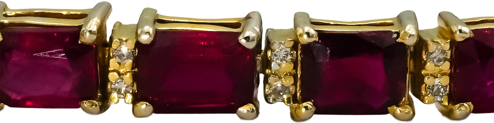 GIA 14k Gold Diamond and Heated Madagascar Ruby Tennis Bracelet 18.12CT