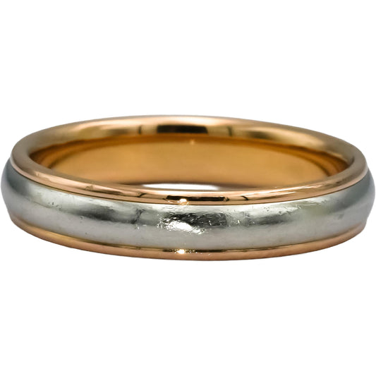 TIFFANY & CO. Platinum & 18k Rose Gold 4mm Wide Band Ring Size 7.5