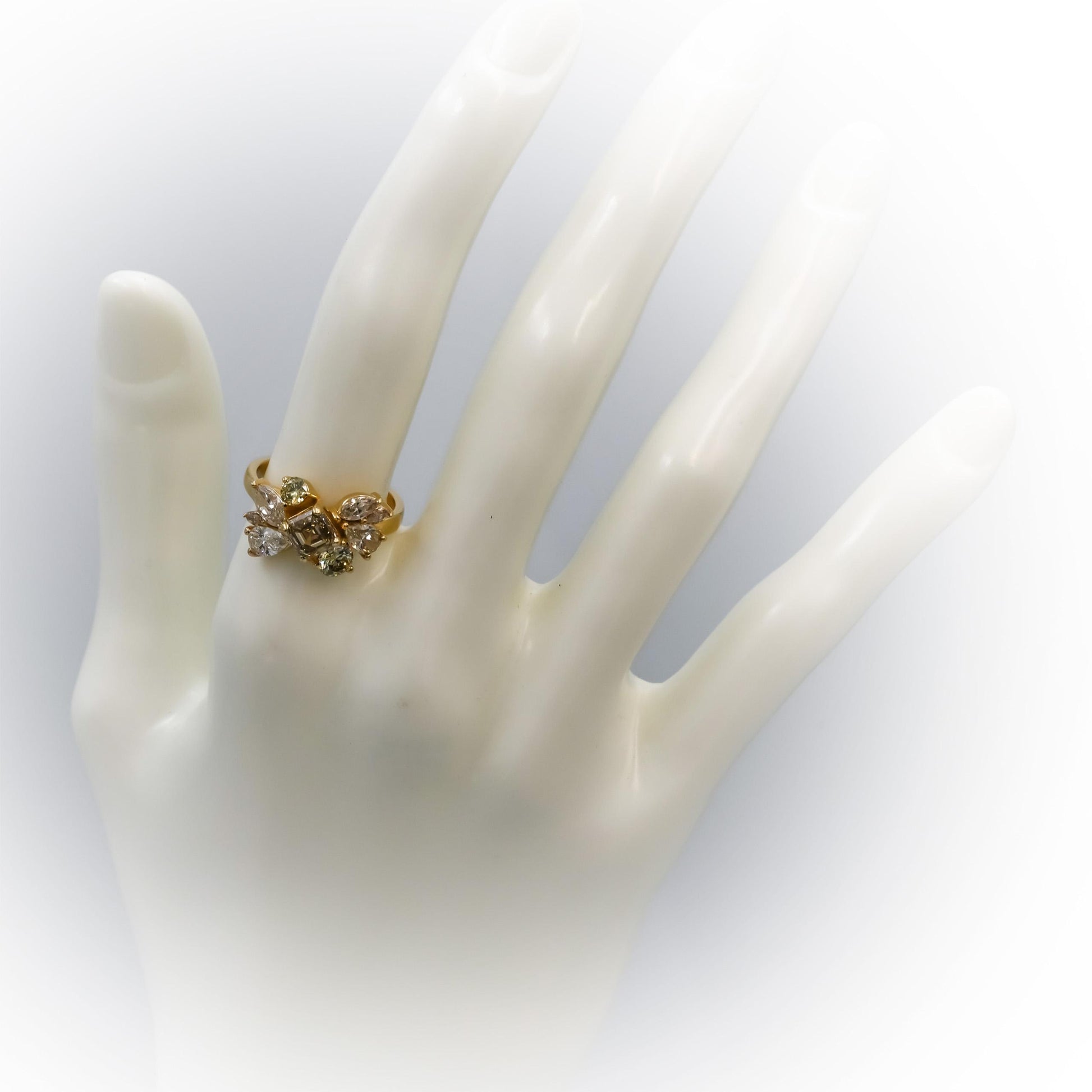 14k Yellow Gold Mixed Cut Diamond Cocktail Ring 2.66CT w/ 1.97CT Center Sz 6.5