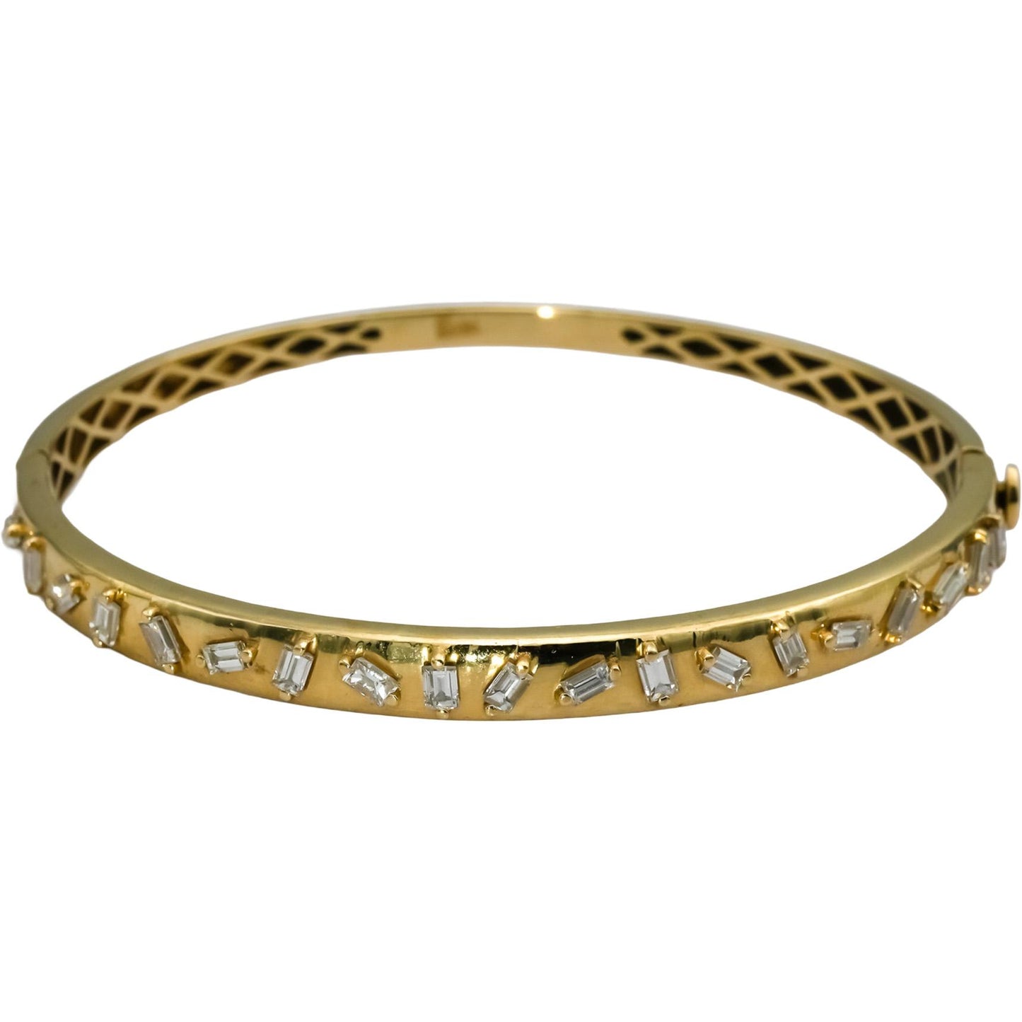 14k Yellow Gold VS Emerald Cut Diamond Bangle Bracelet 1.0CT