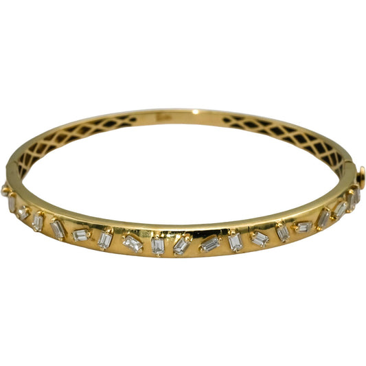14k Yellow Gold VS Emerald Cut Diamond Bangle Bracelet 1.0CT