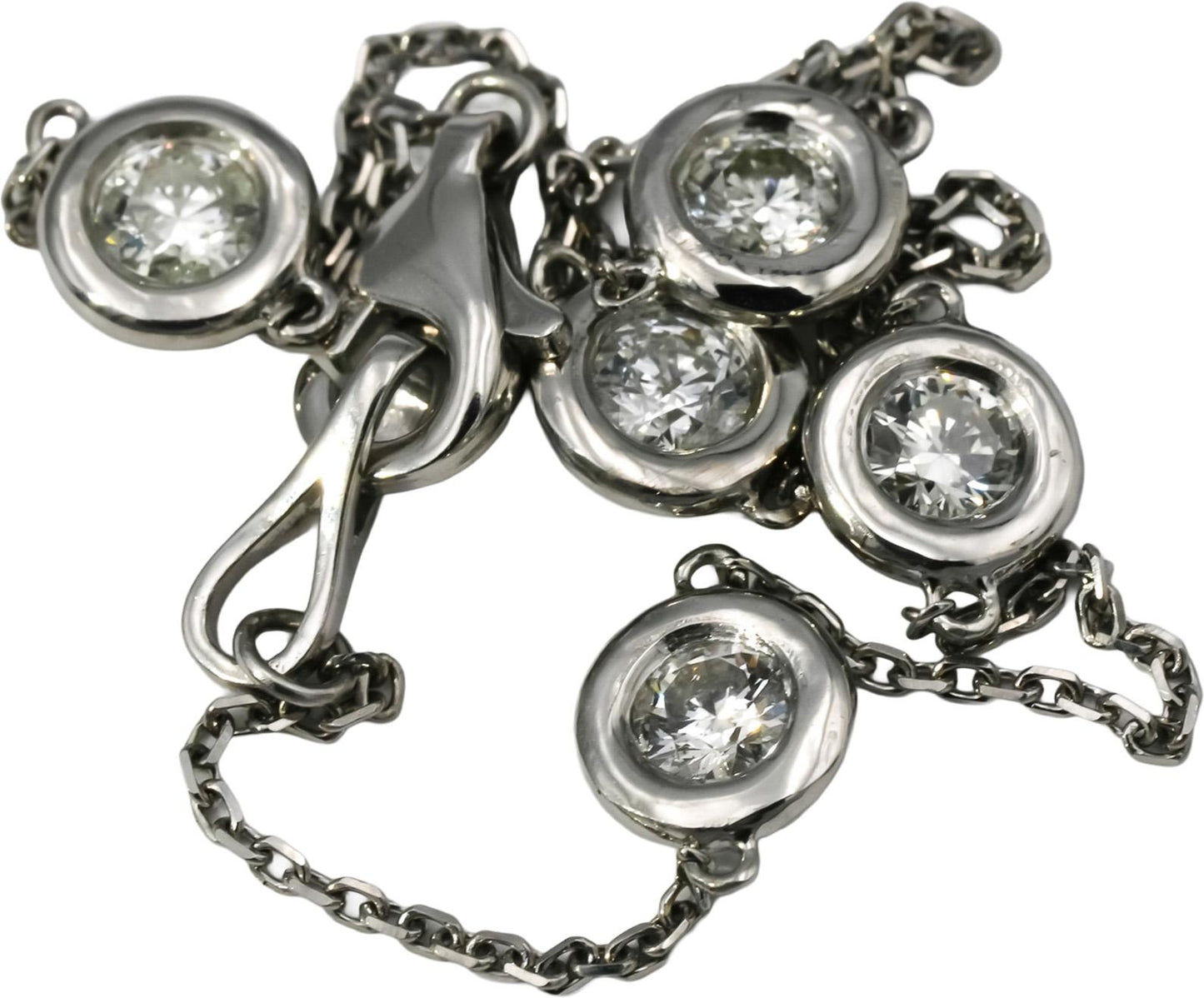 Platinum Round Cut Bezel Set Diamond By The Yard Bracelet 0.56CT