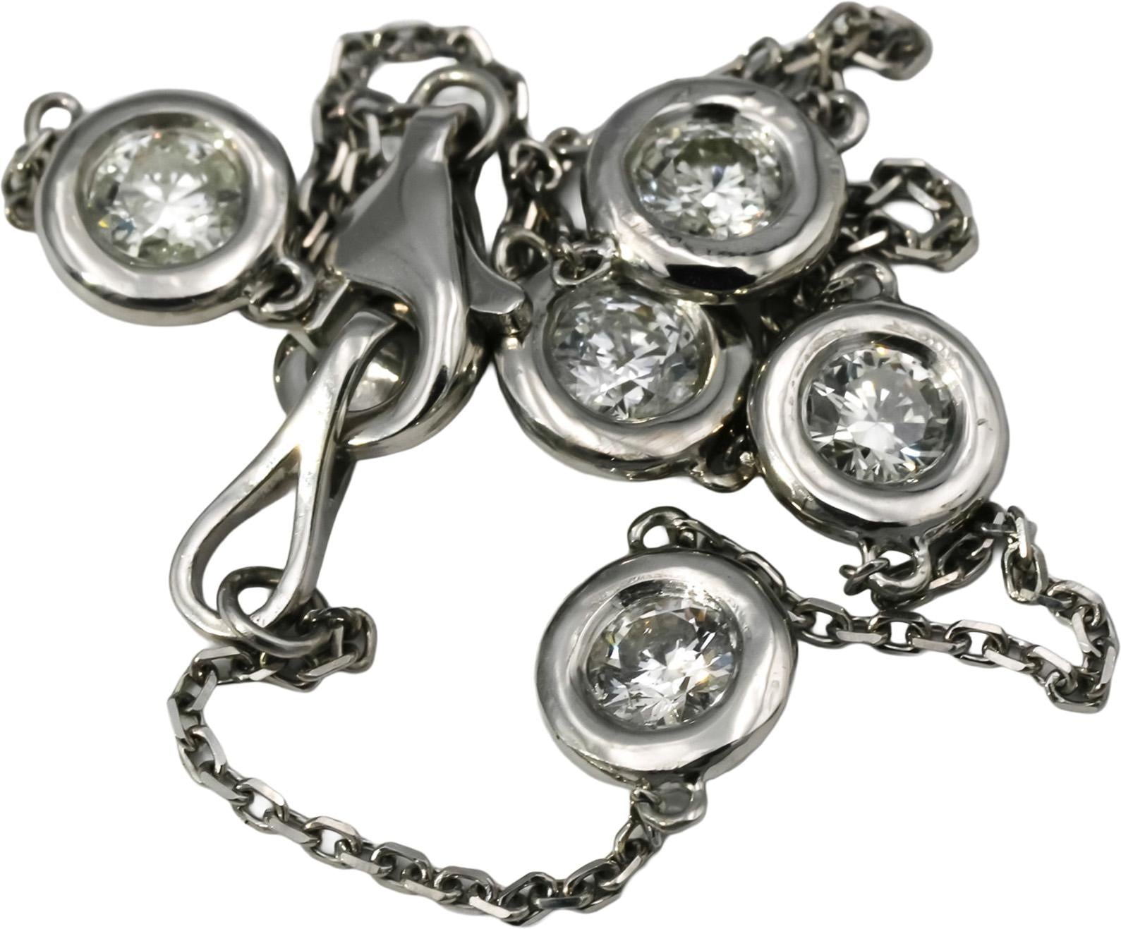 Platinum Round Cut Bezel Set Diamond By The Yard Bracelet 0.56CT