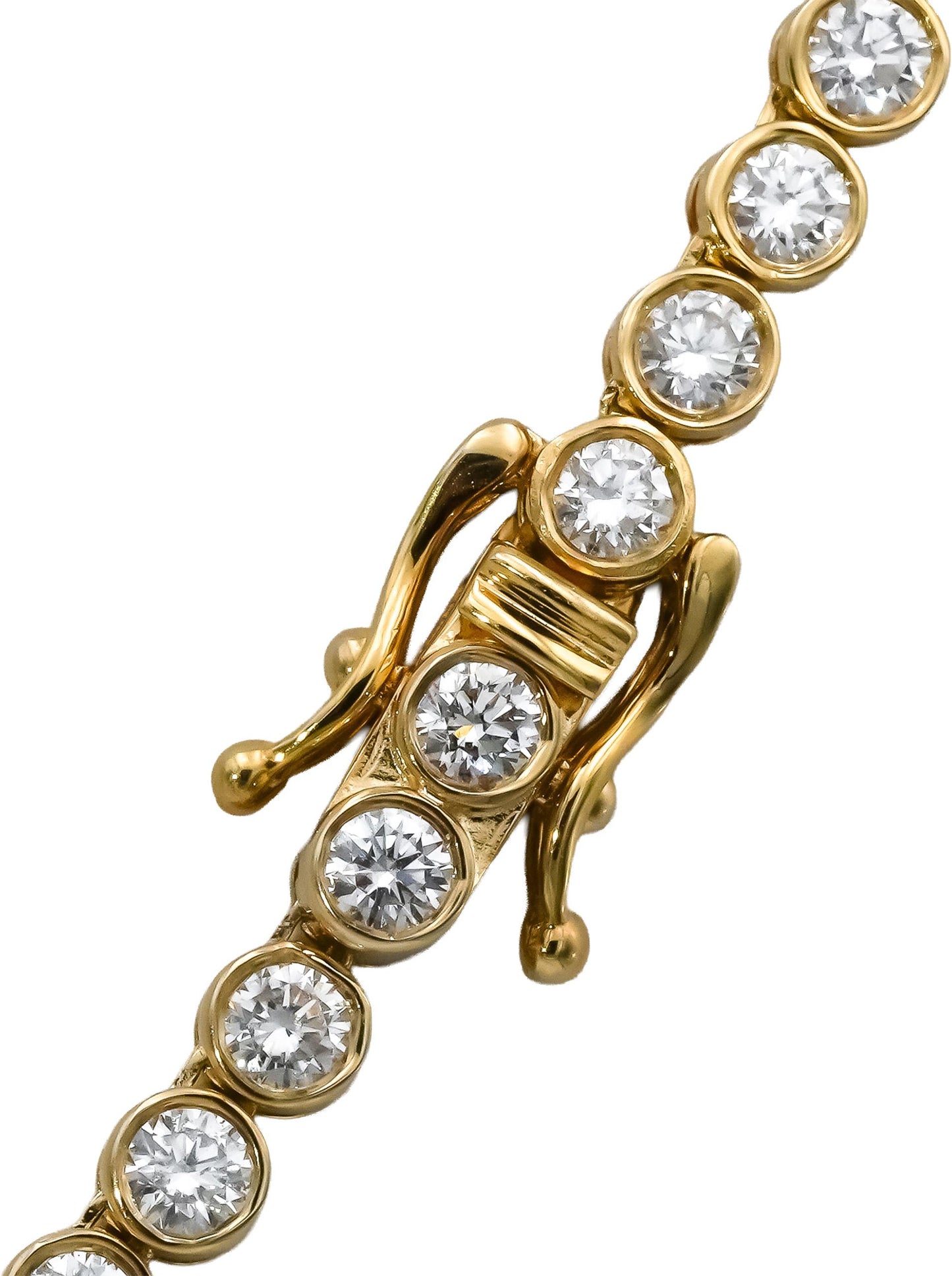 14k Yellow Gold VS Round Bezel Set Diamond Tennis Necklace 8.78CT