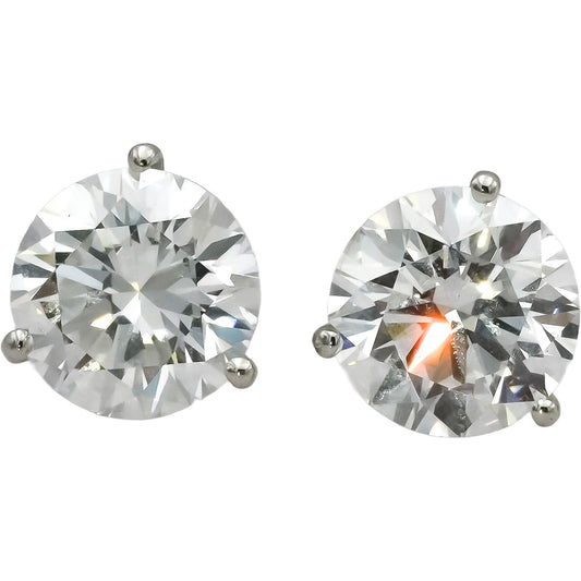 14k White Gold VS Round Lab-Grown Diamond Martini Setting Stud Earrings 4.60CT