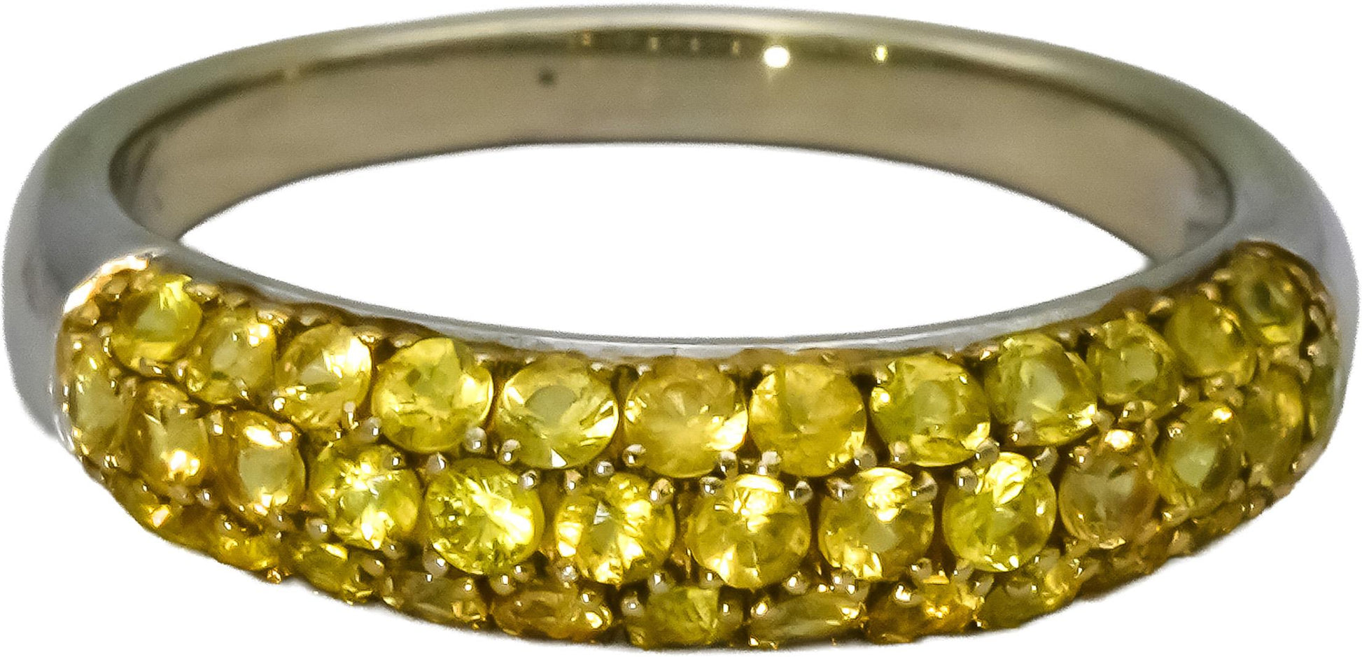 14k White Gold Round Yellow Sapphire Cluster Band Ring Size 8