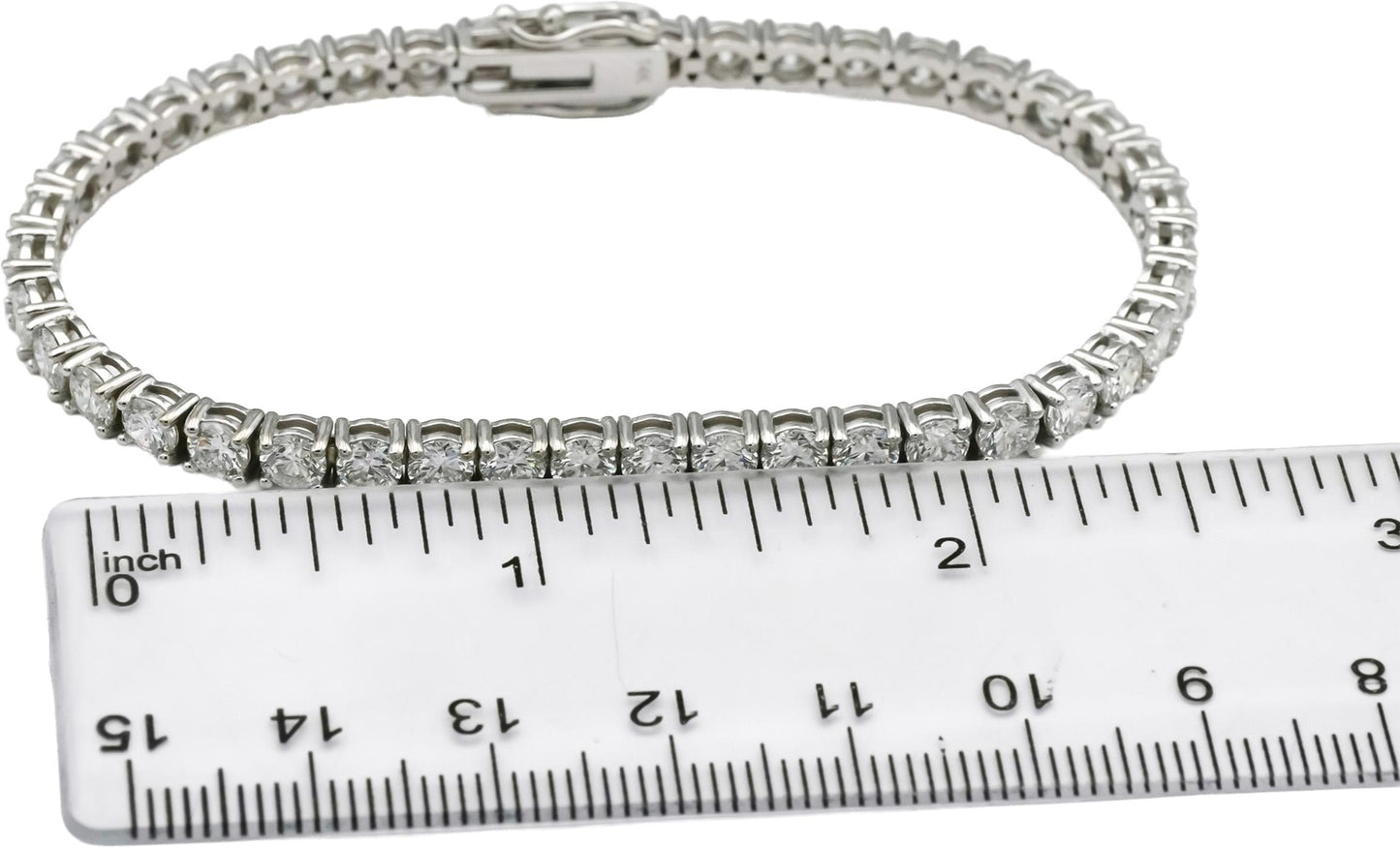 14k White Gold VS Round Lab-Grown Diamond Tennis Bracelet 9.31CT