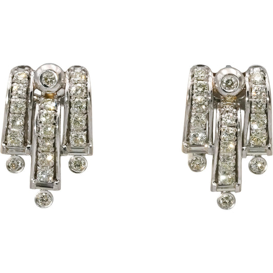 18k White Gold Round and Emerald Cut VS Diamond Earrings 1.50