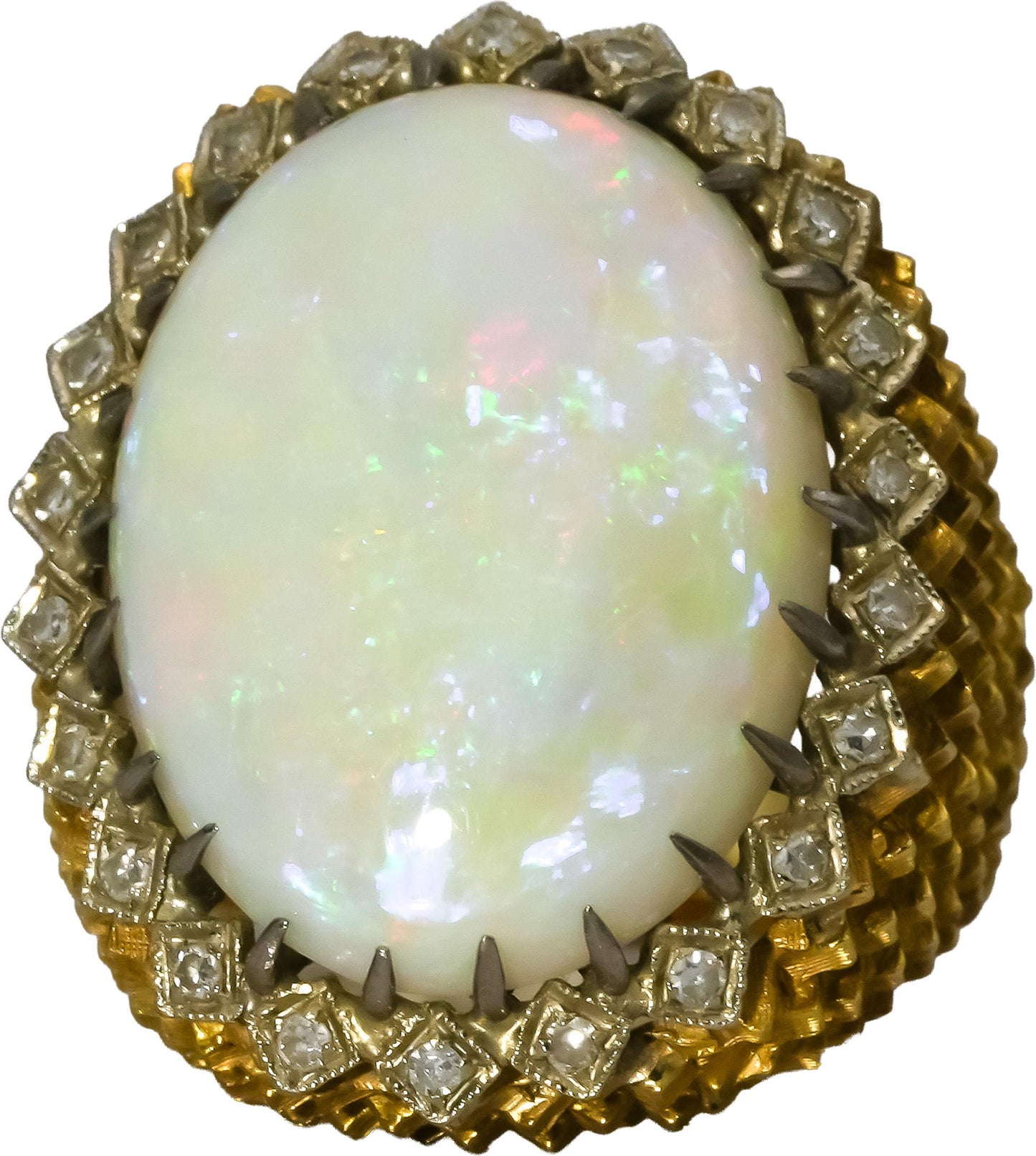 Vintage Antique Retro 18k Yellow Gold Diamond and Opal Ring 9.30CT Size 5.25