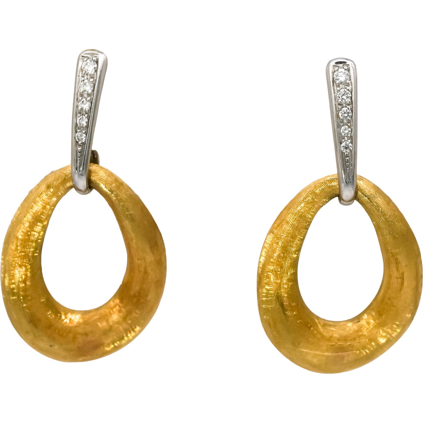 MARCO BICEGO 18k White Yellow Gold Lucia Hoop Earrings w/ VS Diamond Accents