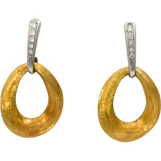 MARCO BICEGO 18k White Yellow Gold Lucia Hoop Earrings w/ VS Diamond Accents
