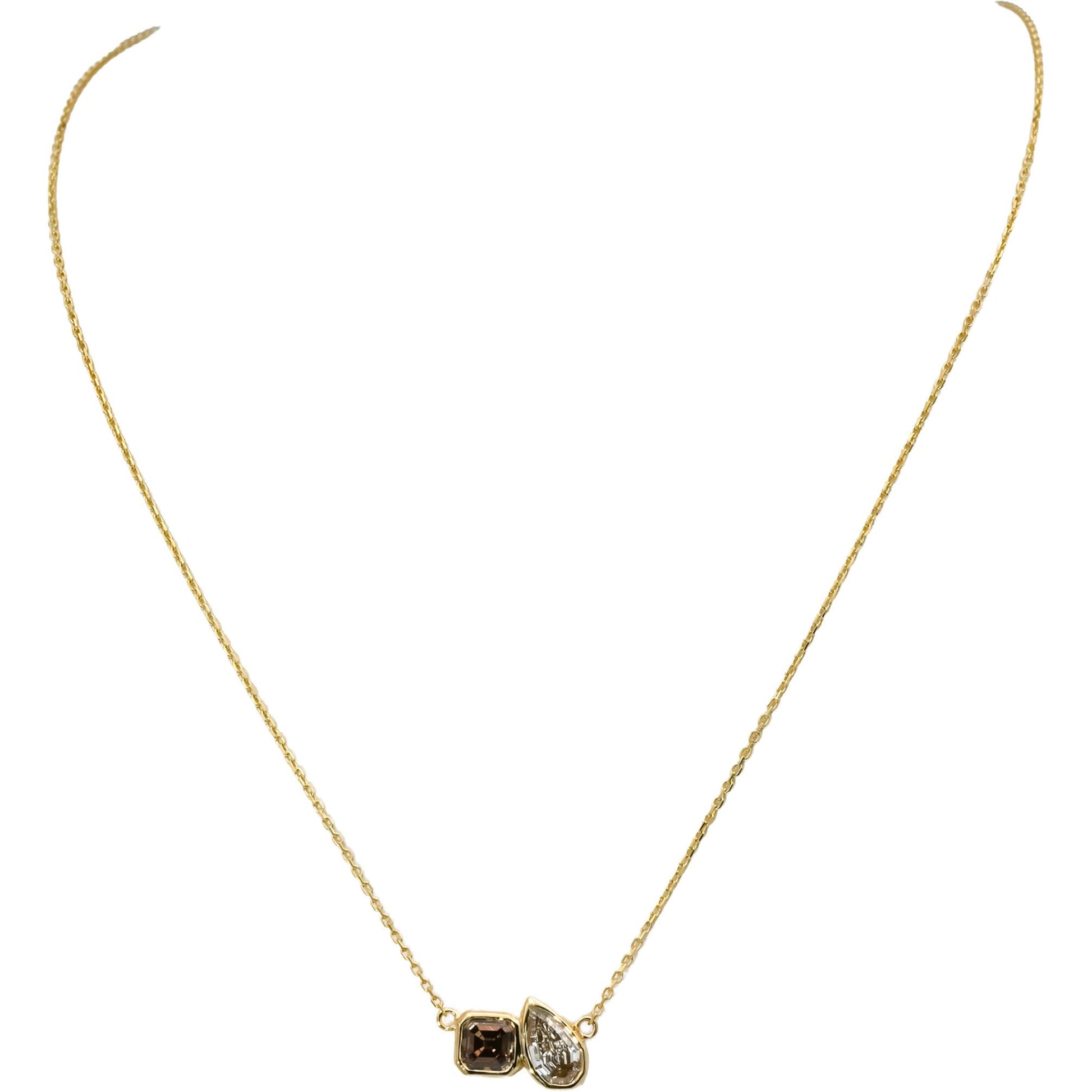 14k Yellow Gold Asscher Step Pear Cut VS Natural Diamond Pendant Necklace 1.92CT