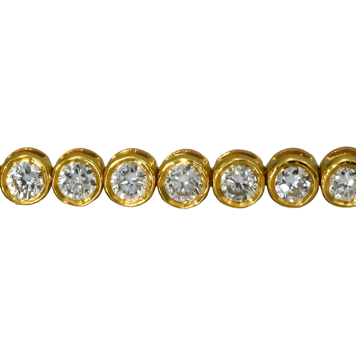 14k Yellow Gold Round Bezel Set Diamond Tennis Bracelet 1.96CT