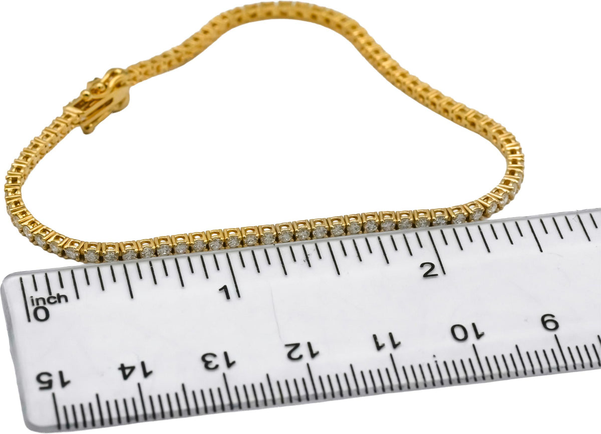 14k Yellow Gold VS Round Diamond Tennis Bracelet 1.80CT