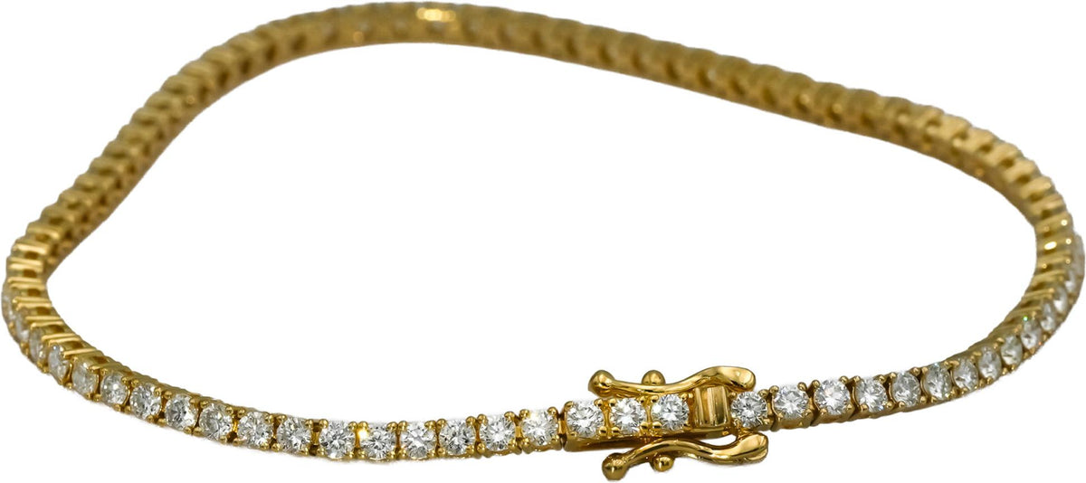 14k Yellow Gold VS Round Diamond Tennis Bracelet 2.67CT