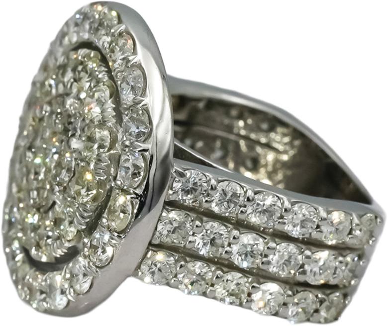 18k White Gold VS Round Diamond Cocktail Ring 3.0CT Size 5