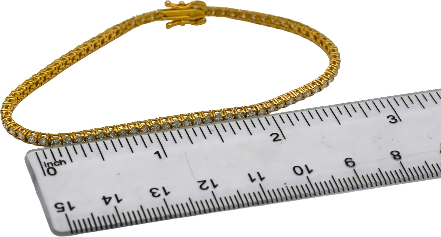 14k Yellow Gold VS Round Diamond Tennis Bracelet 2.64CT