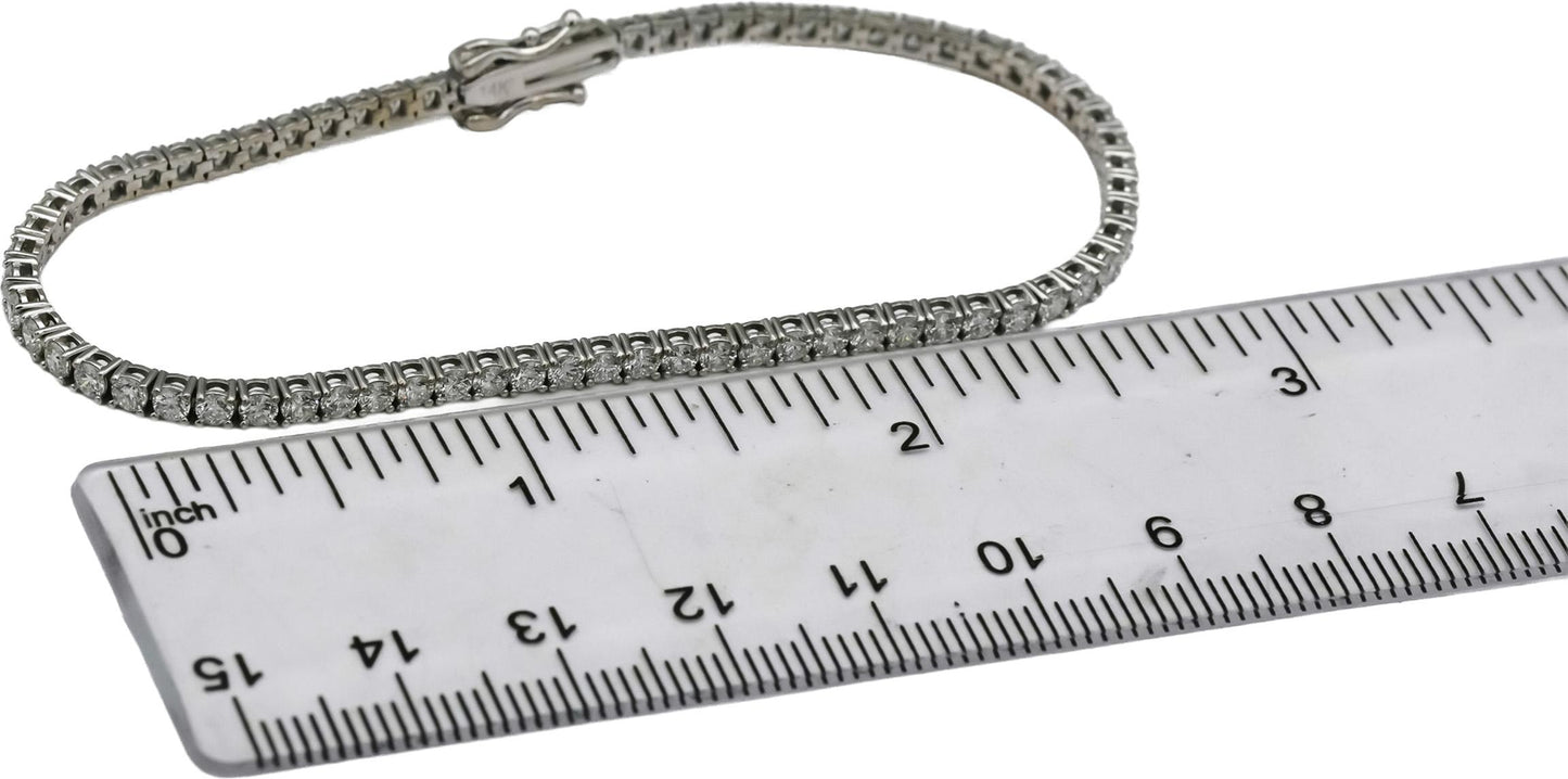 14k White Gold VS Round Natural Diamond Tennis Bracelet 3.51CT