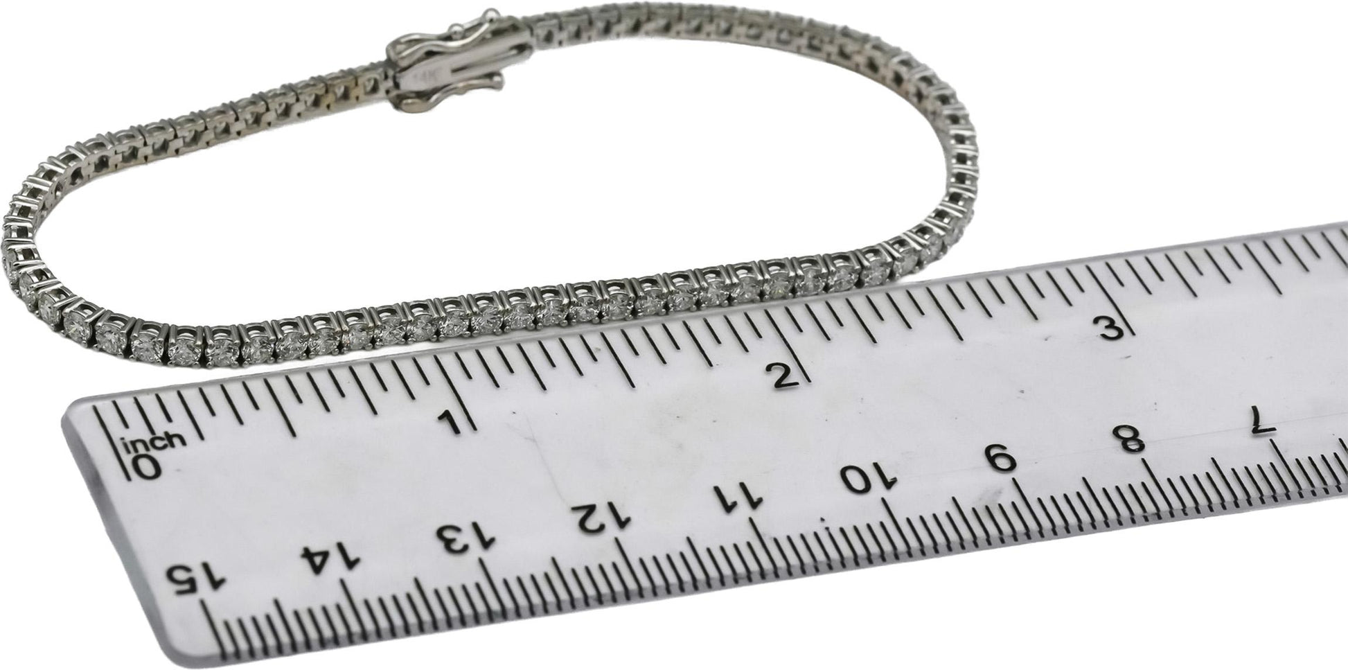 14k White Gold VS Round Natural Diamond Tennis Bracelet 3.51CT