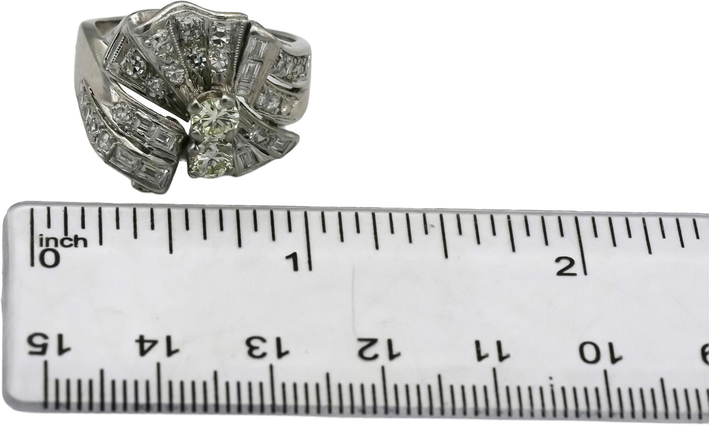 Antique Vintage Platinum Diamond Cocktail Ring 1.33CT Size 9