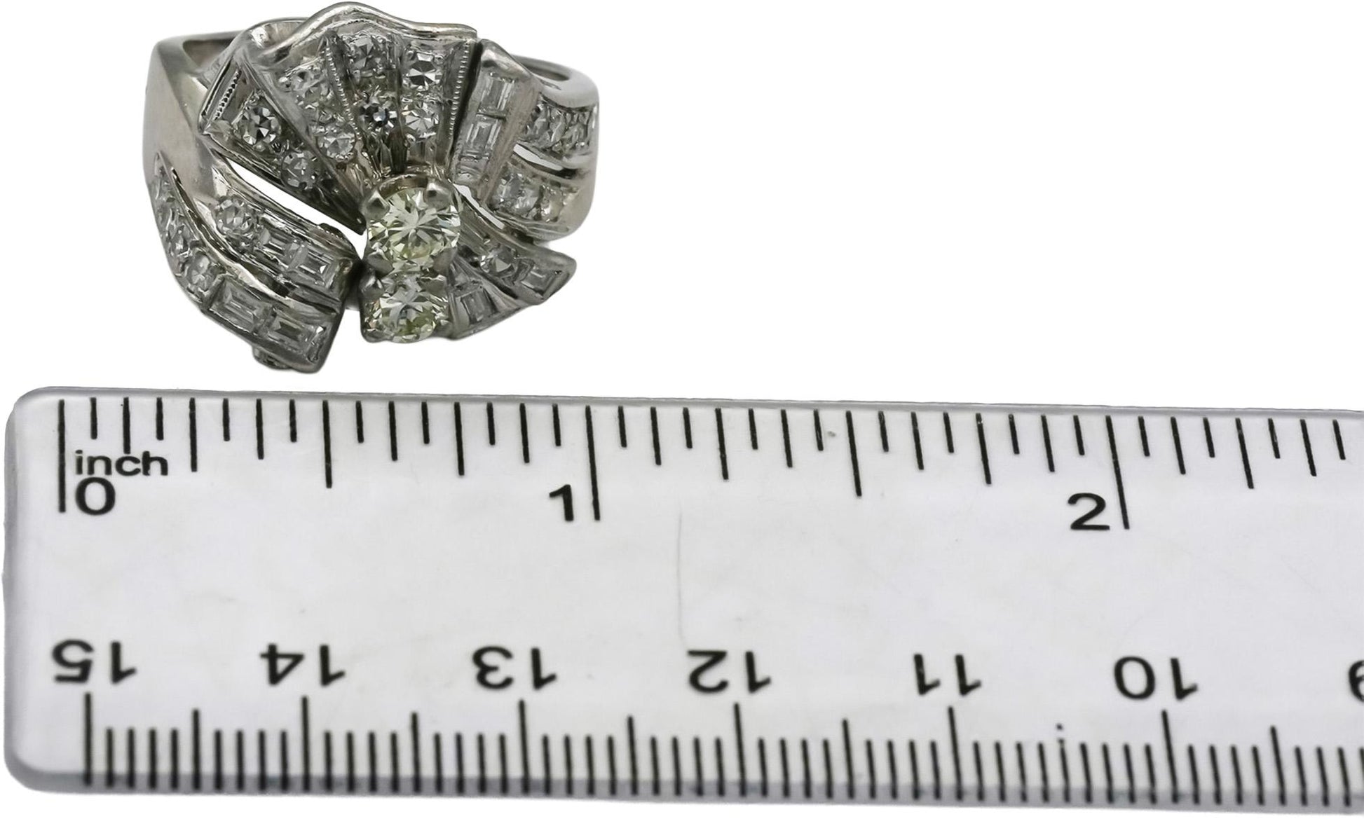 Antique Vintage Platinum Diamond Cocktail Ring 1.33CT Size 9