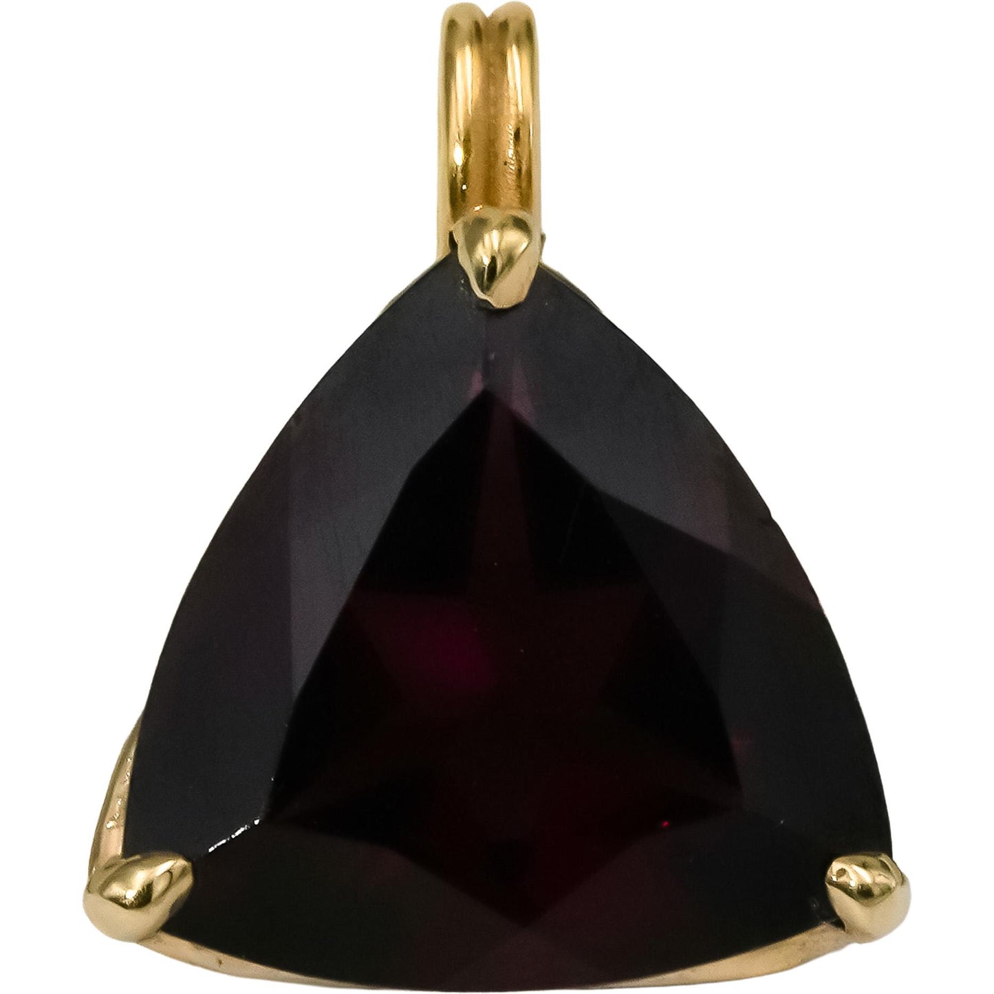 14k Yellow Gold Trillion Cut Tourmaline Solitaire Pendant 2.50CT