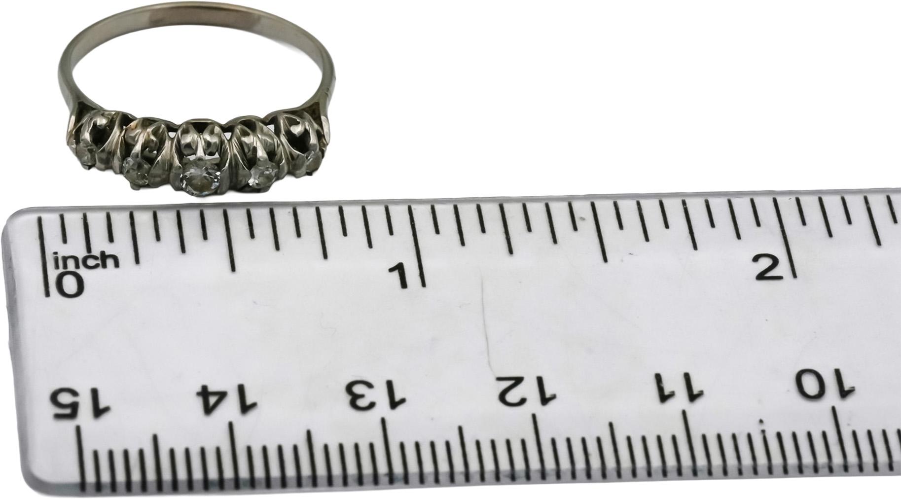 Vintage Antique Platinum Single And Euro Cut Diamond Band Ring 0.25CT Size 6.5
