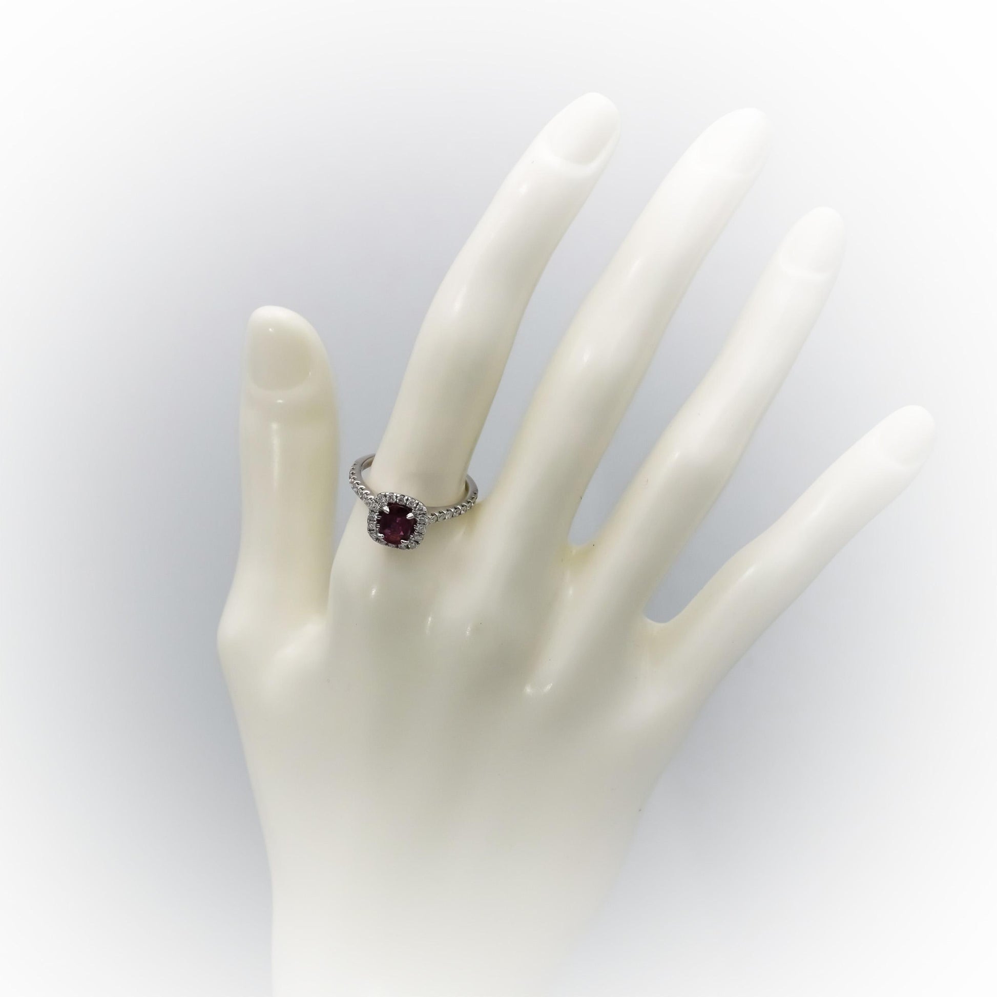 14k White Gold Diamond and Ruby Cocktail Ring 1.43CT Size 6.75