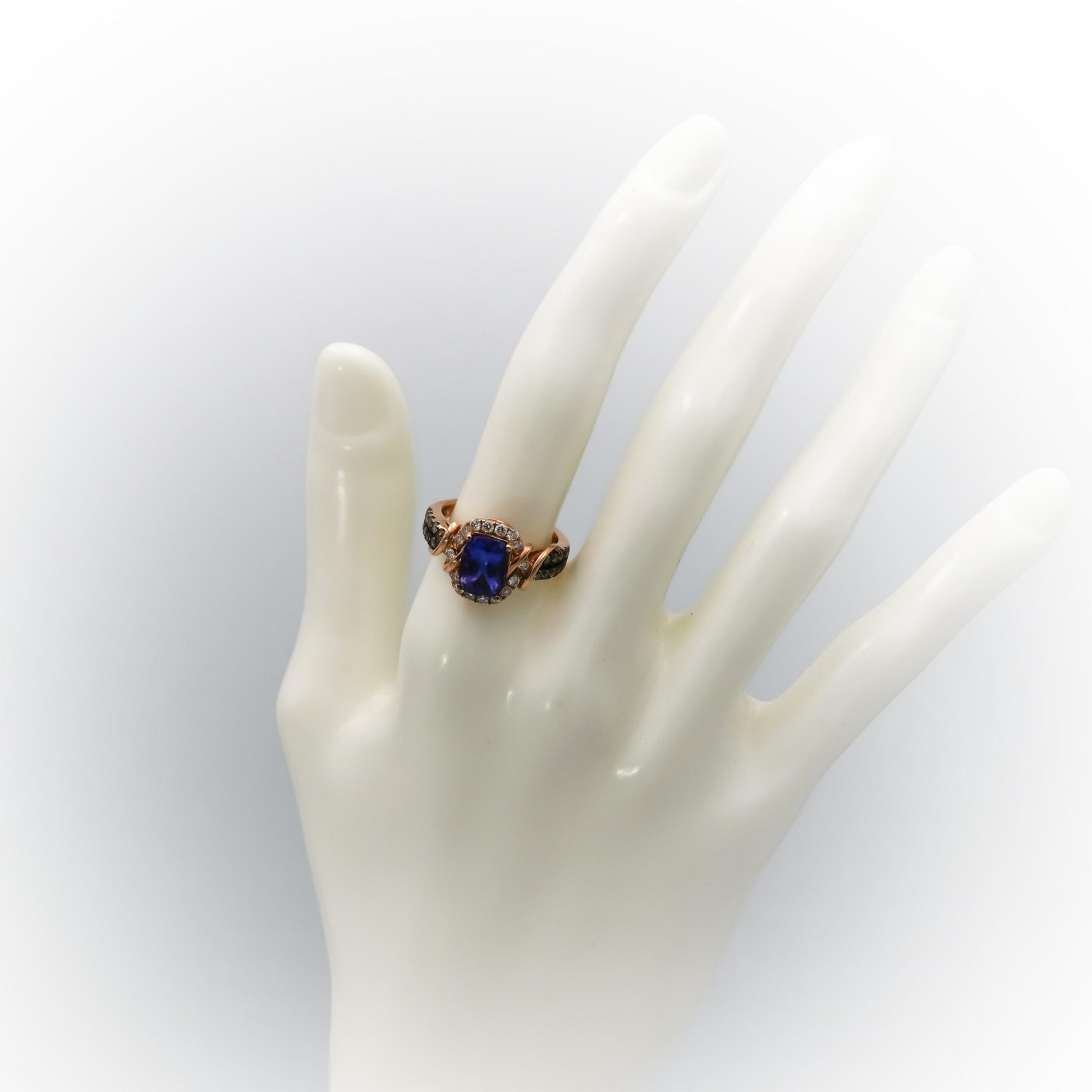 LE VIAN 14k Rose Gold Diamond & "Blueberry" Tanzanite Ring 2.0CT Size 7