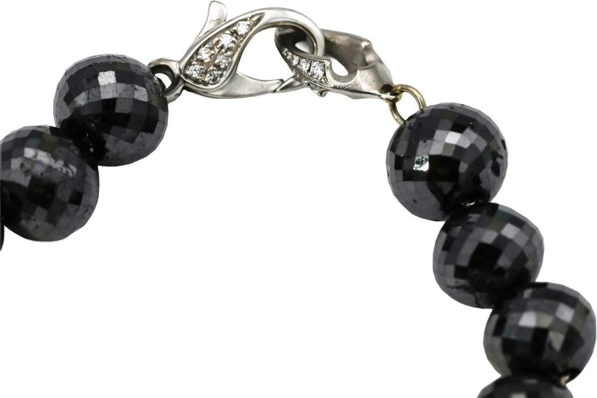 18k White Gold White and Black Diamond Bracelet w/ Star Charm 101.0CT