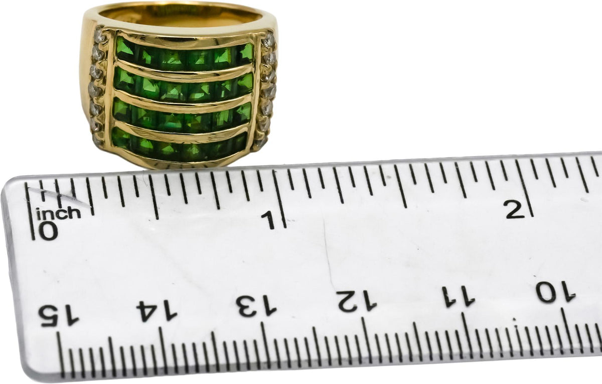 14k Yellow Gold Diamond and Emerald Cocktail Ring 2.70CT Size 5.75