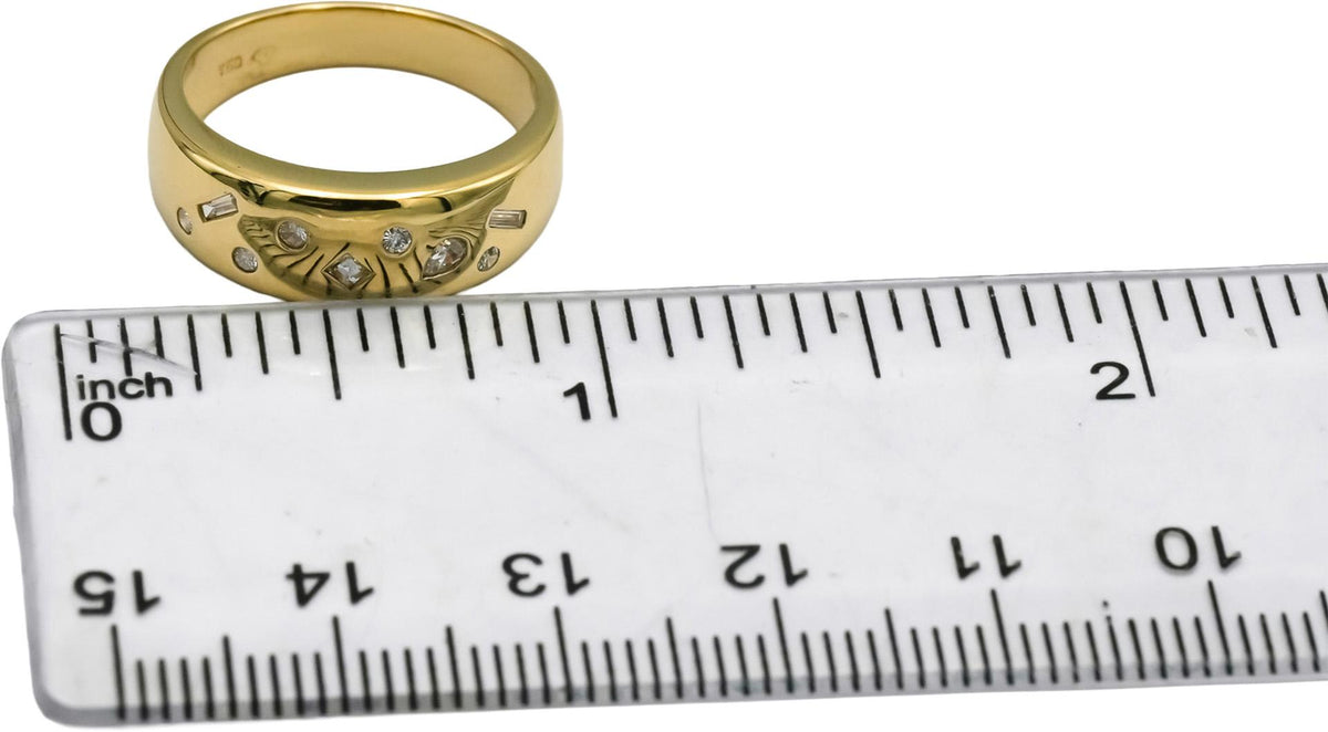 18k Yellow Gold VS Mixed Cut Flush Set Diamond Band Ring 0.25CT Size 6